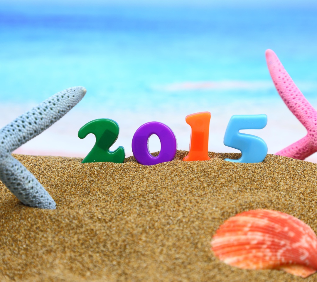 Fondo de pantalla Happy New Year 2015 on Beach 1080x960