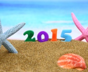 Happy New Year 2015 on Beach screenshot #1 176x144
