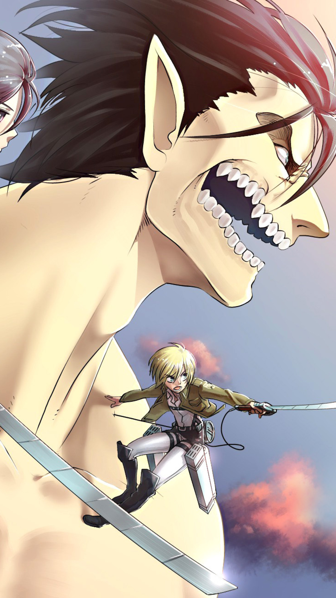Shingeki no Kyojin, Attack on Titan with Mikasa Ackerman wallpaper 1080x1920