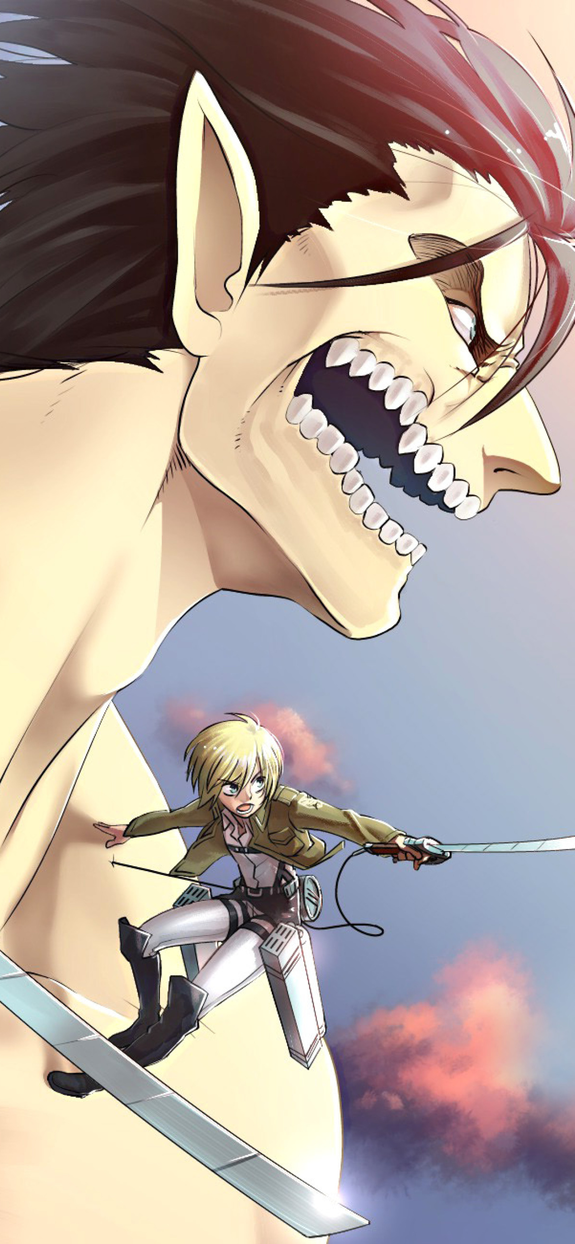 Shingeki no Kyojin, Attack on Titan with Mikasa Ackerman wallpaper 1170x2532
