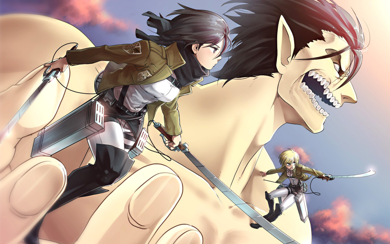 Shingeki no Kyojin, Attack on Titan with Mikasa Ackerman wallpaper 1280x800