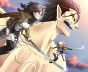 Shingeki no Kyojin, Attack on Titan with Mikasa Ackerman wallpaper 176x144