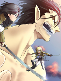 Fondo de pantalla Shingeki no Kyojin, Attack on Titan with Mikasa Ackerman 240x320