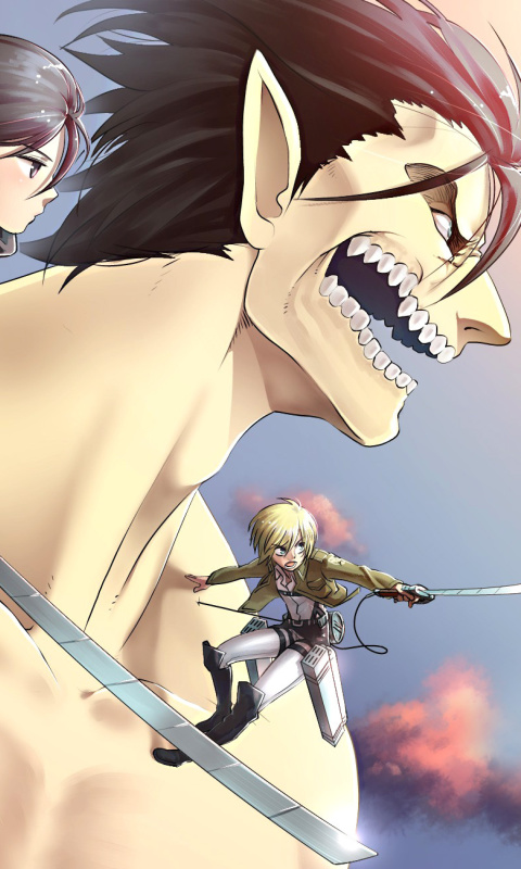 Das Shingeki no Kyojin, Attack on Titan with Mikasa Ackerman Wallpaper 480x800