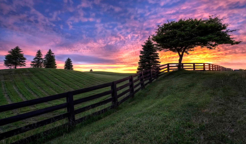 Das Hills Countryside Sunset Wallpaper 1024x600