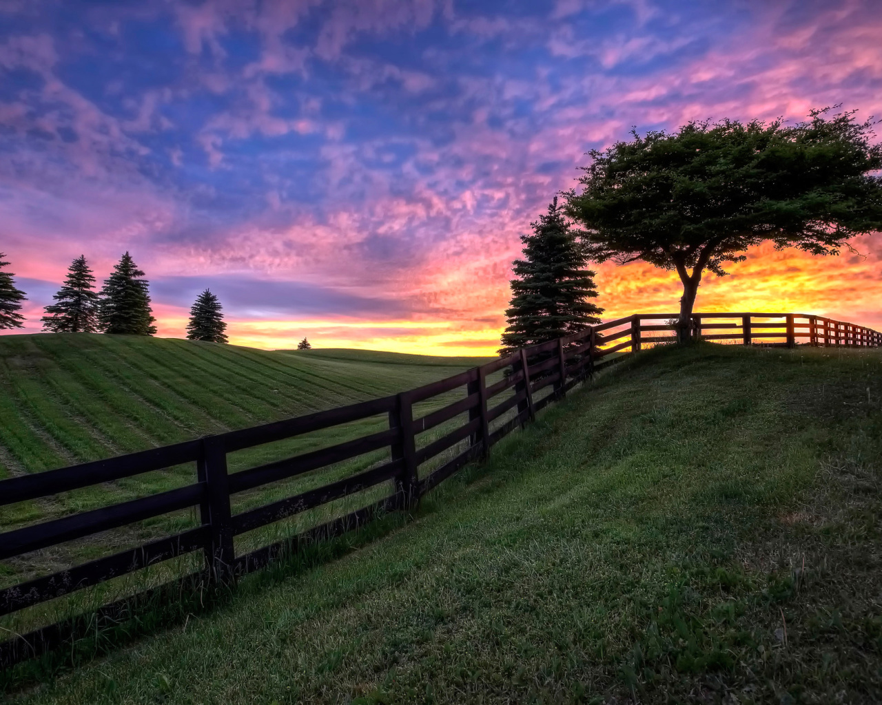 Das Hills Countryside Sunset Wallpaper 1280x1024