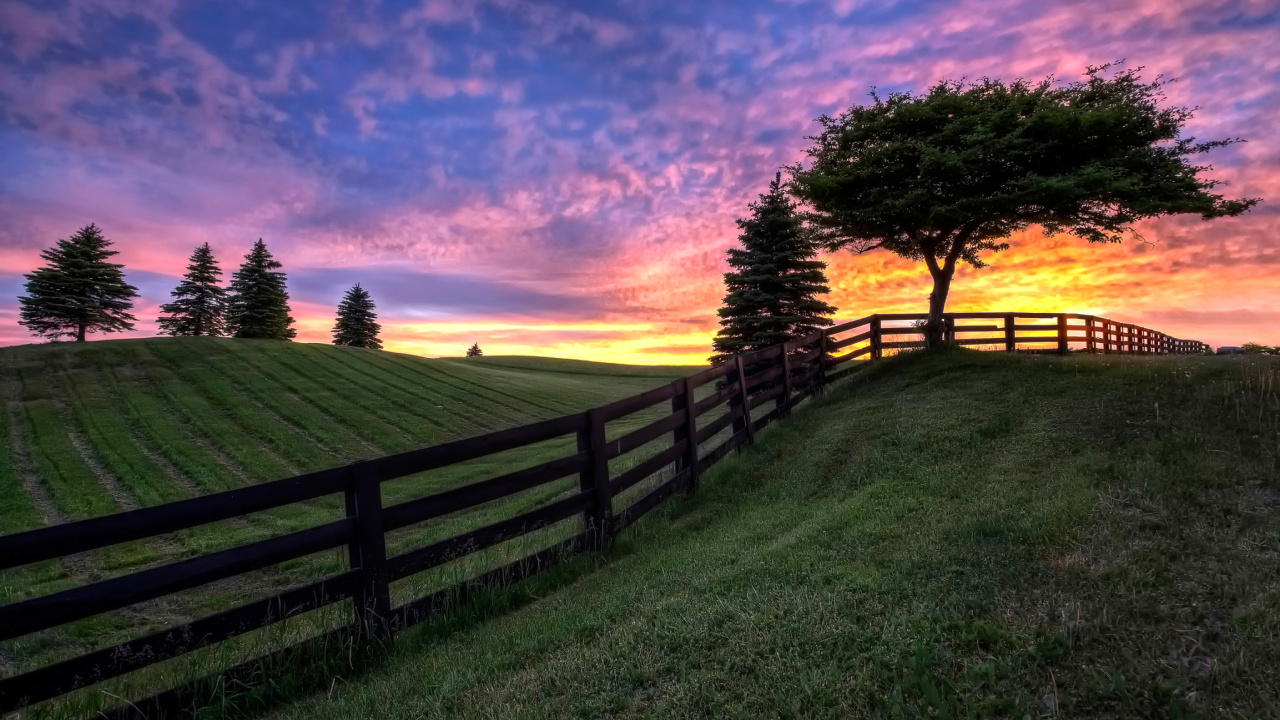 Hills Countryside Sunset screenshot #1 1280x720