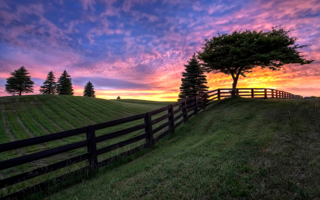 Das Hills Countryside Sunset Wallpaper 1280x800