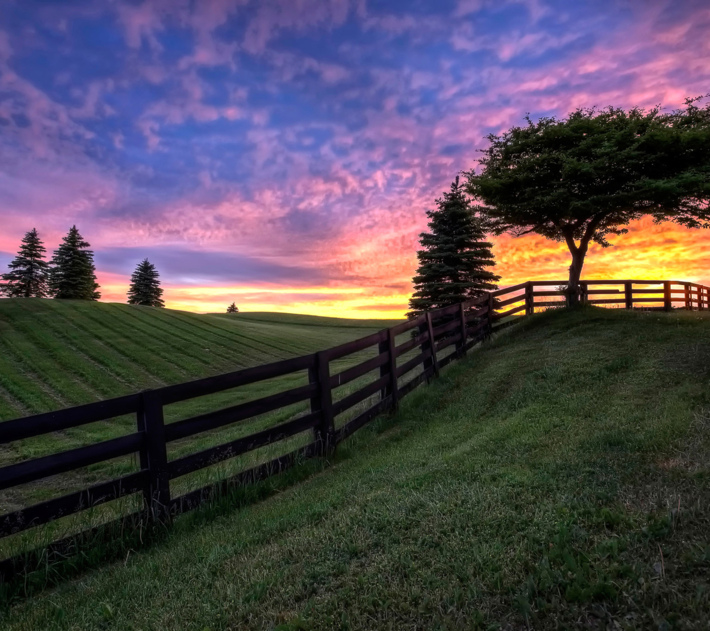 Screenshot №1 pro téma Hills Countryside Sunset 1440x1280
