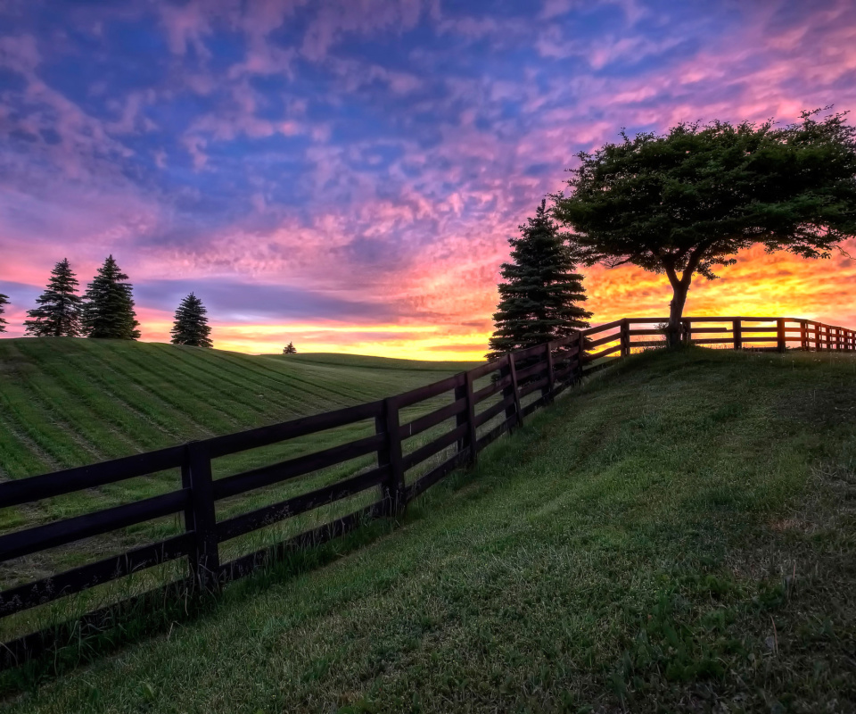 Hills Countryside Sunset screenshot #1 960x800