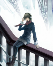 Das Anime Girl With Headphones Wallpaper 176x220