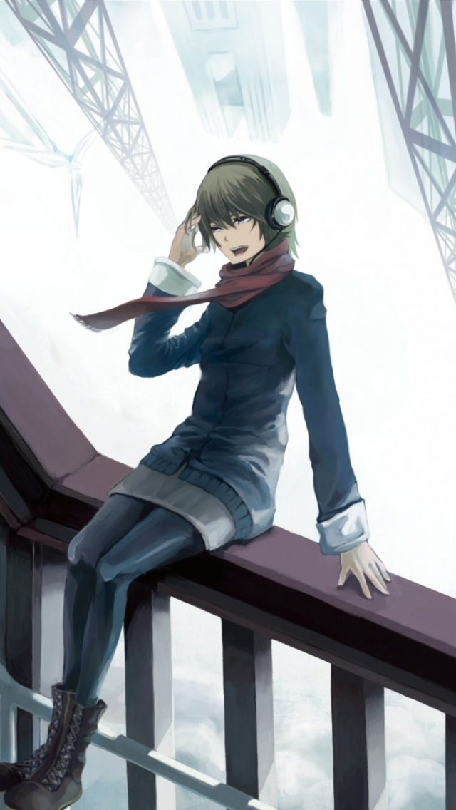 Обои Anime Girl With Headphones 640x1136