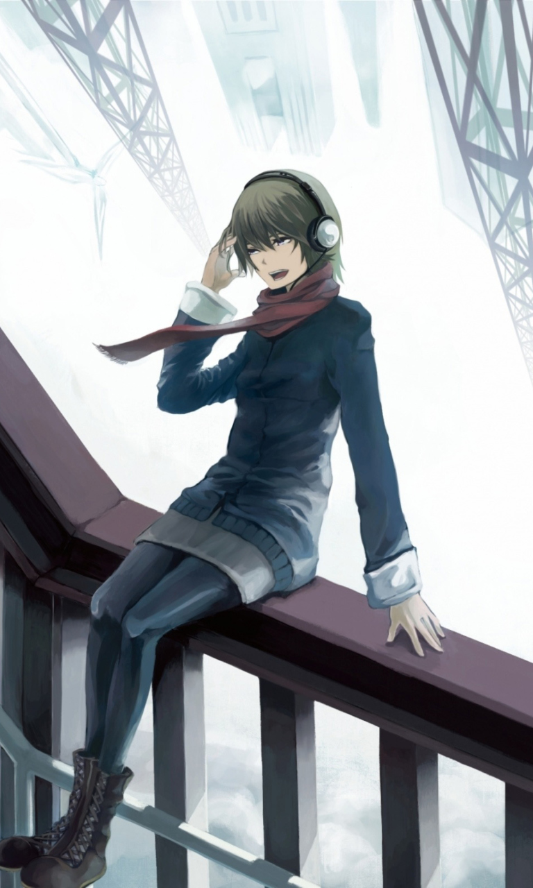 Sfondi Anime Girl With Headphones 768x1280