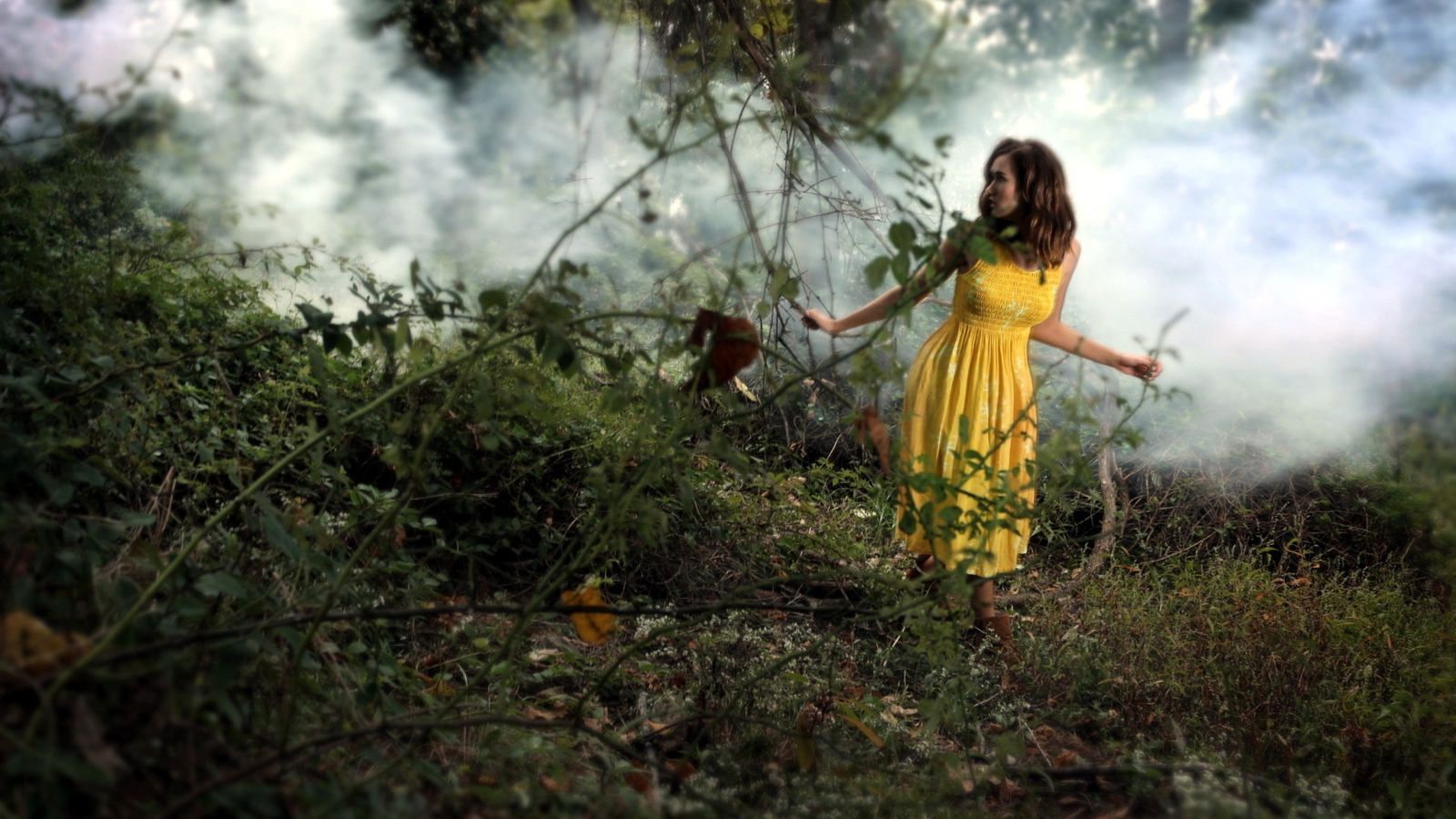 Screenshot №1 pro téma Girl In Yellow Dress 1600x900