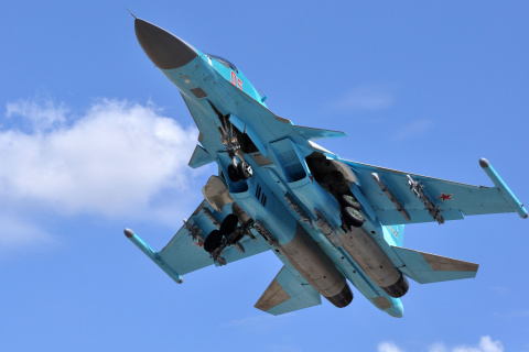 Обои Sukhoi Su 34 Strike Fighter 480x320