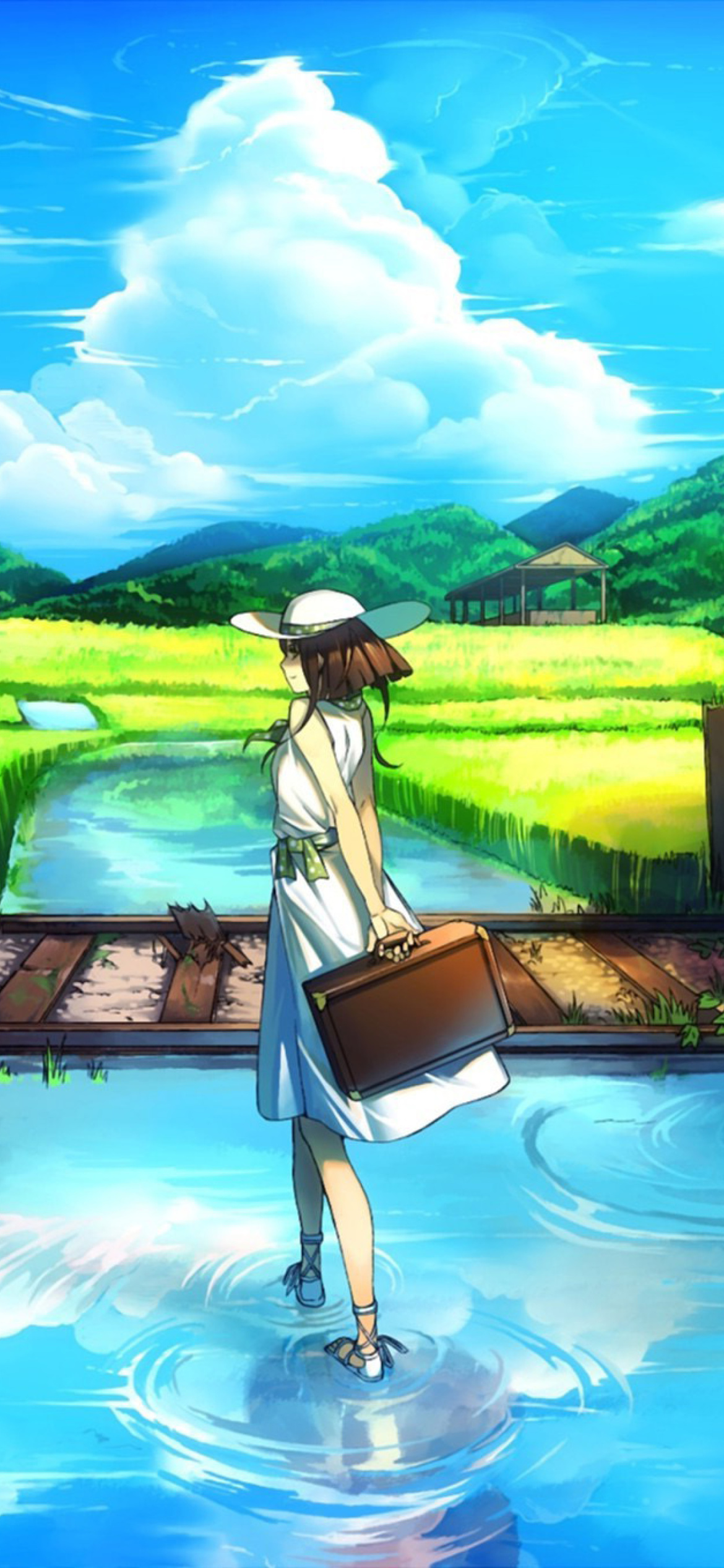 Anime Landscape in Broken City wallpaper 1170x2532