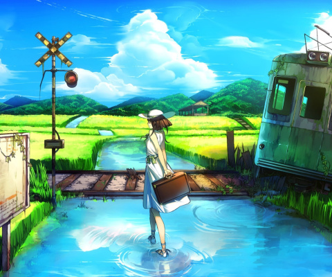 Sfondi Anime Landscape in Broken City 480x400