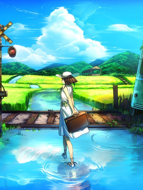 Anime Landscape in Broken City wallpaper 480x640