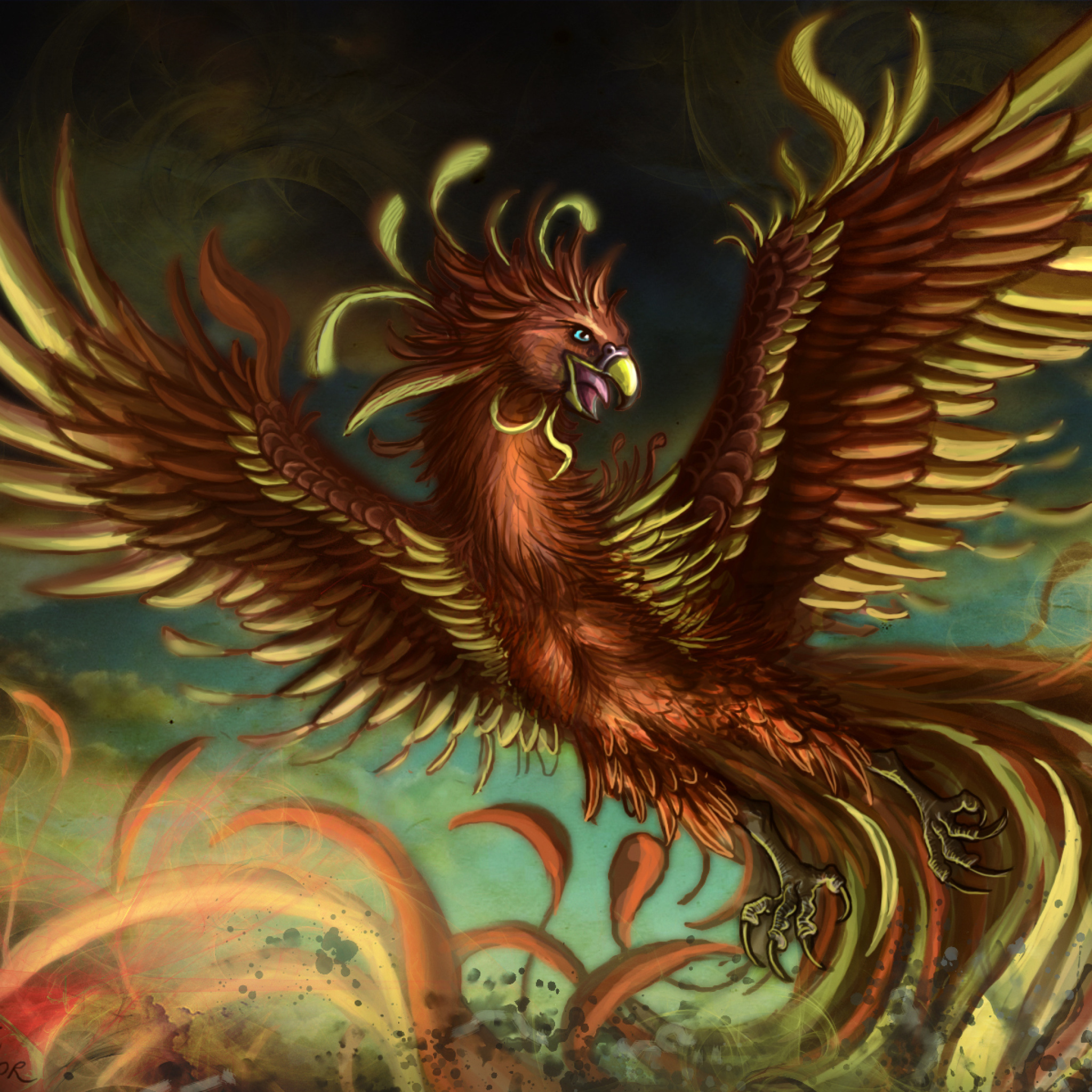 Обои Mythology Phoenix Bird 2048x2048