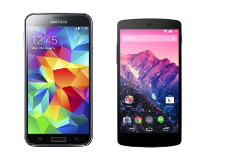 Обои Samsung Galaxy S5 and LG Nexus 480x320