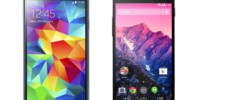 Обои Samsung Galaxy S5 and LG Nexus 720x320