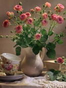 Still life of vintage books and roses wallpaper 132x176