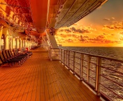 Sunset on posh cruise ship wallpaper 176x144