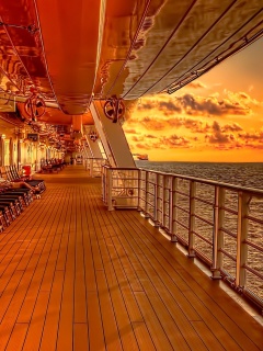 Sunset on posh cruise ship wallpaper 240x320