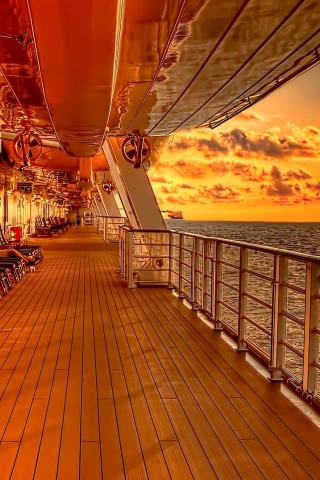 Sunset on posh cruise ship wallpaper 320x480