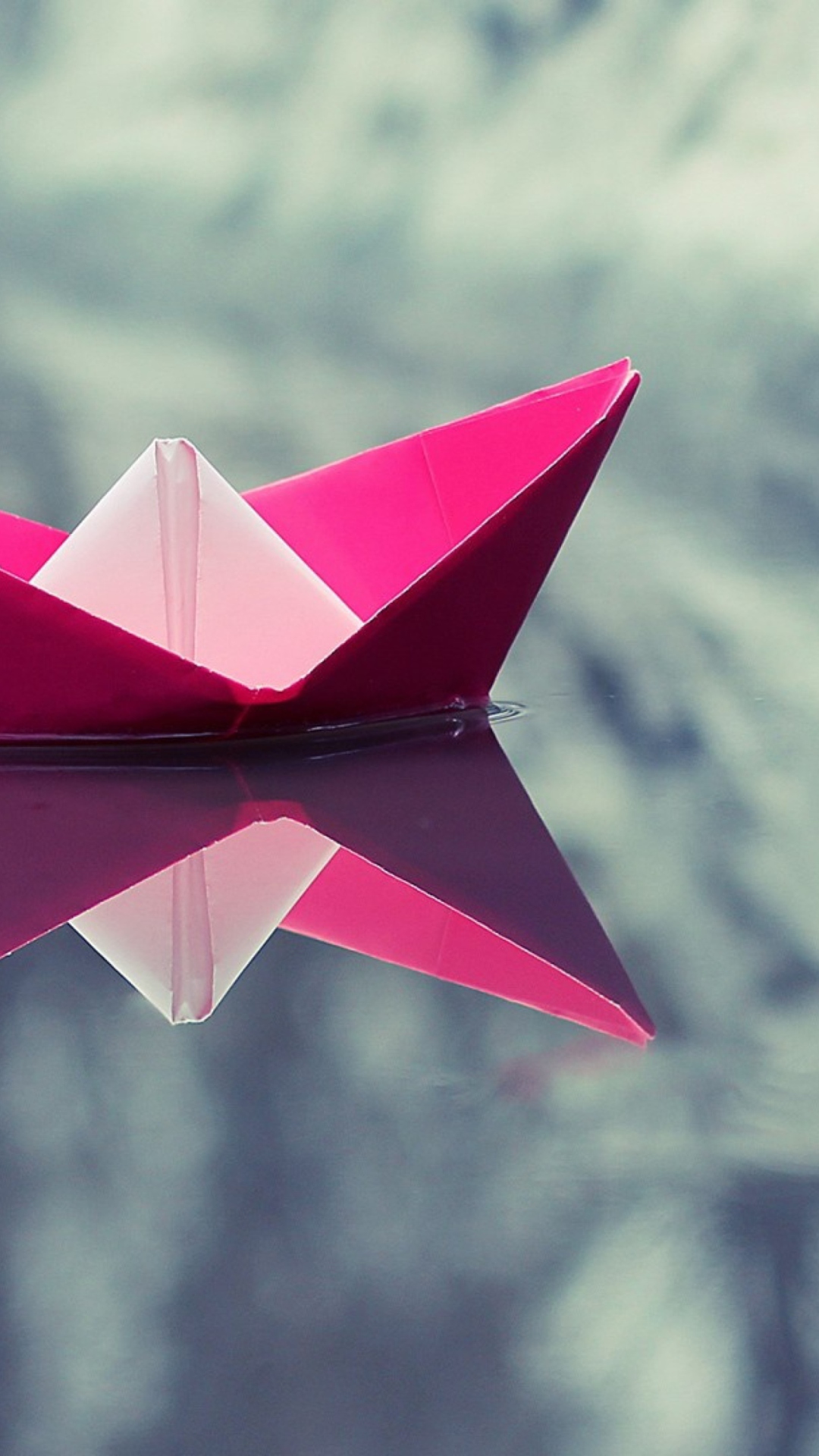 Обои Pink Paper Boat 1080x1920