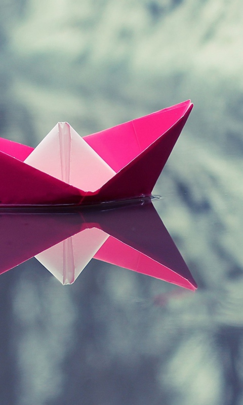 Обои Pink Paper Boat 480x800