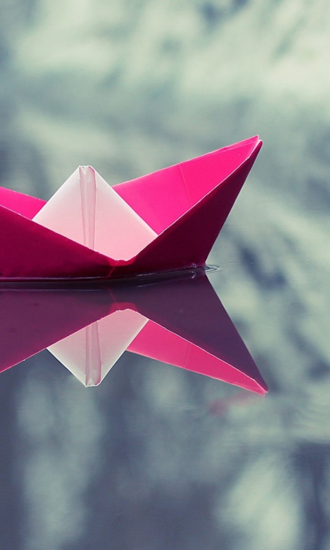 Pink Paper Boat wallpaper 480x800