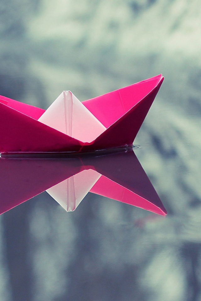 Pink Paper Boat wallpaper 640x960