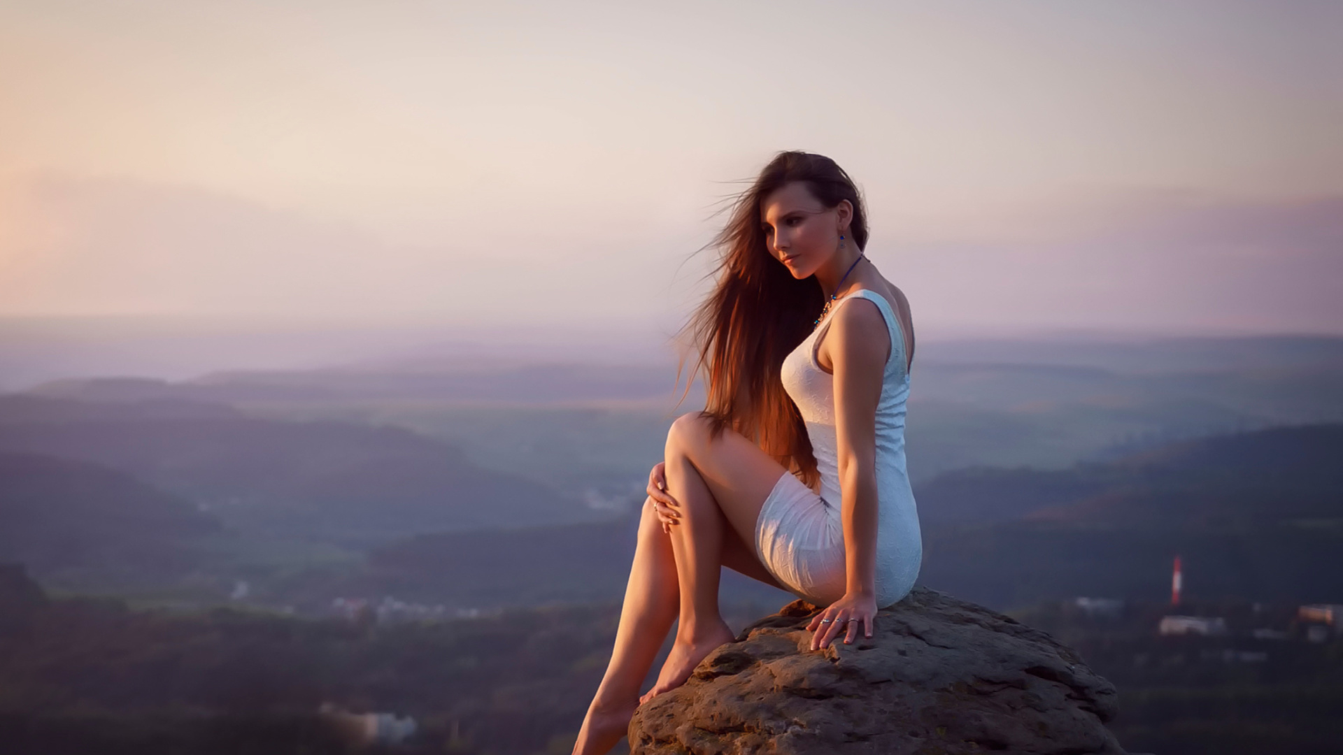 Girl with long Legs in White Dress screenshot #1 1920x1080