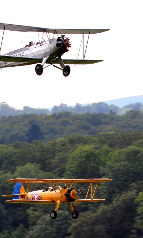 Das Airplanes Over Green Forest Wallpaper 480x800