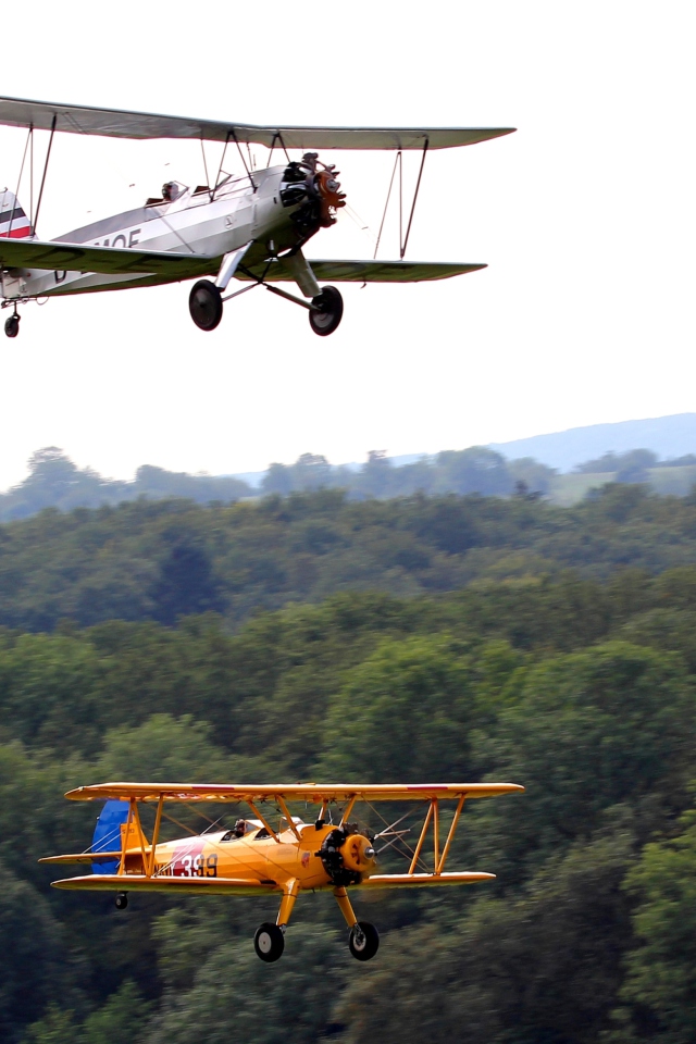 Sfondi Airplanes Over Green Forest 640x960