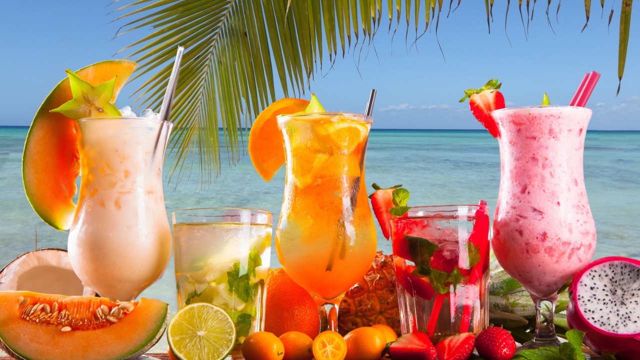 Обои Summer Tropics Cocktail 1280x720