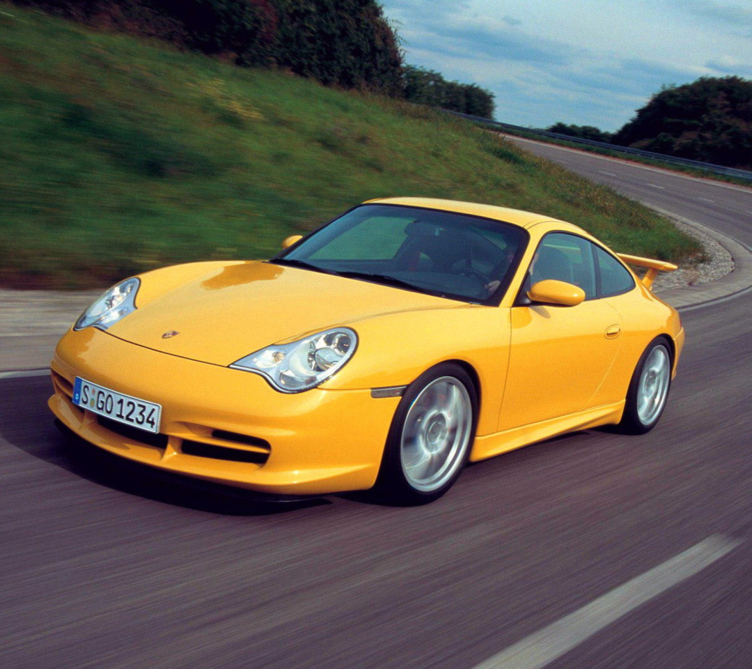 Yellow Porsche wallpaper 1080x960