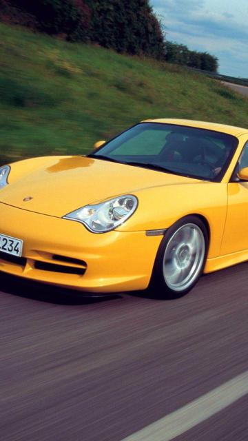 Yellow Porsche wallpaper 360x640