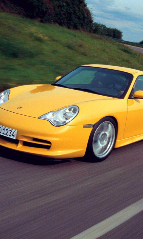 Yellow Porsche wallpaper 480x800