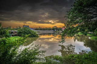 Asian River Landscape Background for Android, iPhone and iPad