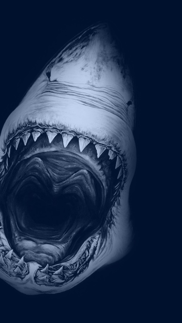 Das Huge Toothy Shark Wallpaper 750x1334