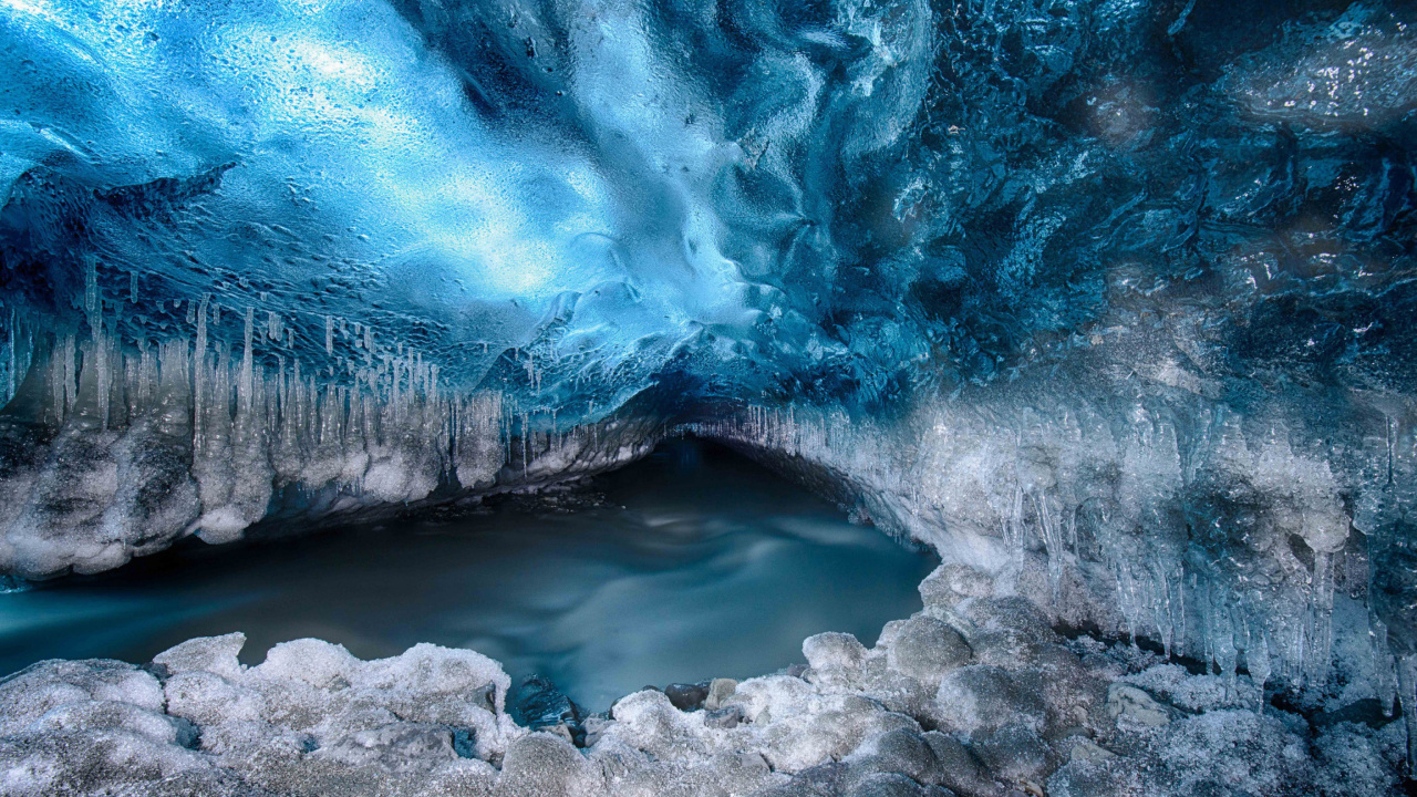Screenshot №1 pro téma Tunnel in Iceberg Cave 1280x720