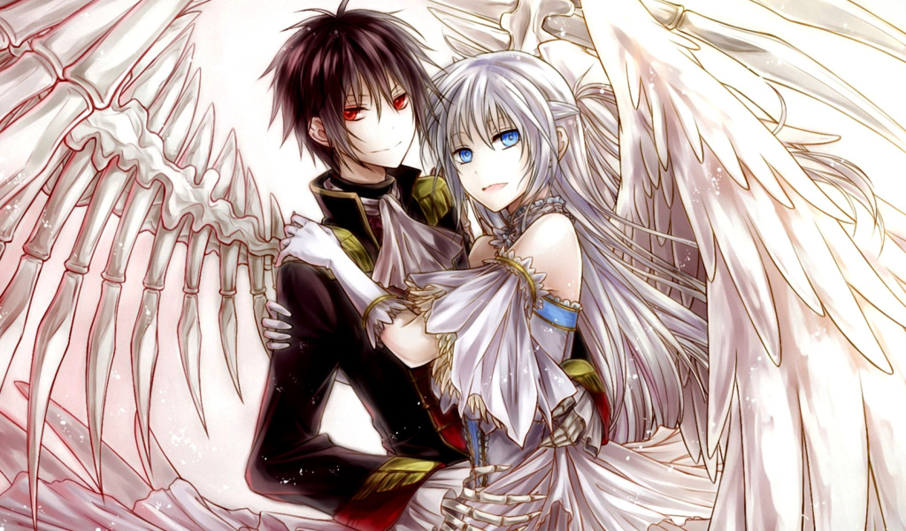 Anime Angel And Demon Love wallpaper 1024x600