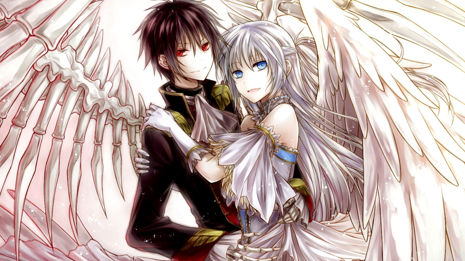 Das Anime Angel And Demon Love Wallpaper 1600x900