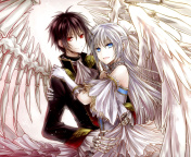 Das Anime Angel And Demon Love Wallpaper 176x144