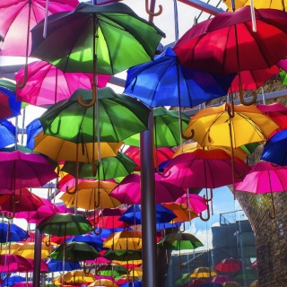Umbrellas Street - Obrázkek zdarma pro iPad