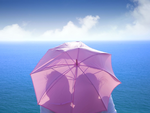 Romance Behind Pink Umbrella wallpaper 640x480