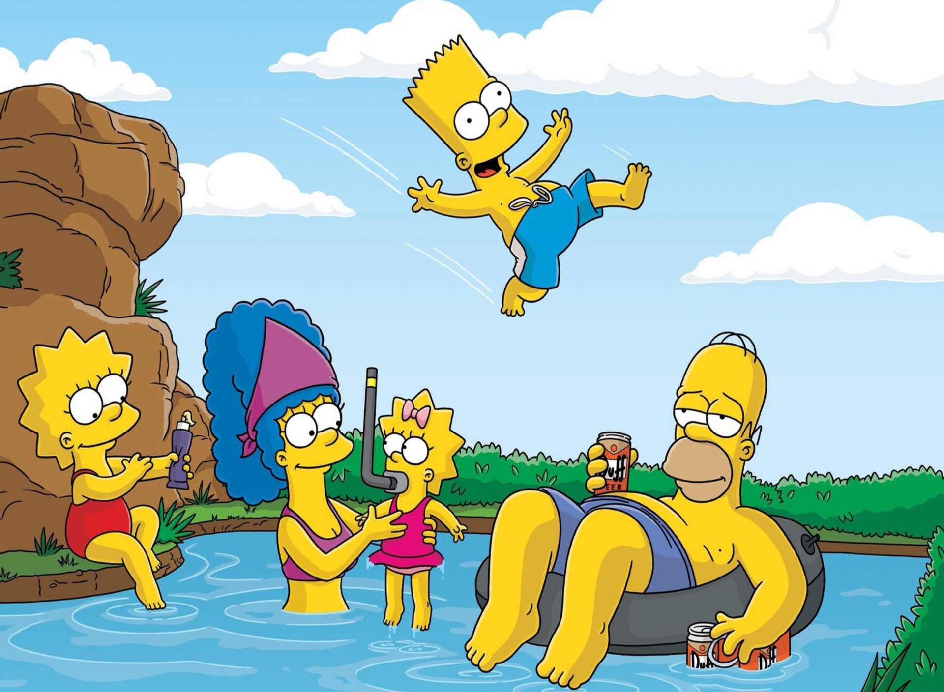 Das The Simpsons Swim Wallpaper 1920x1408