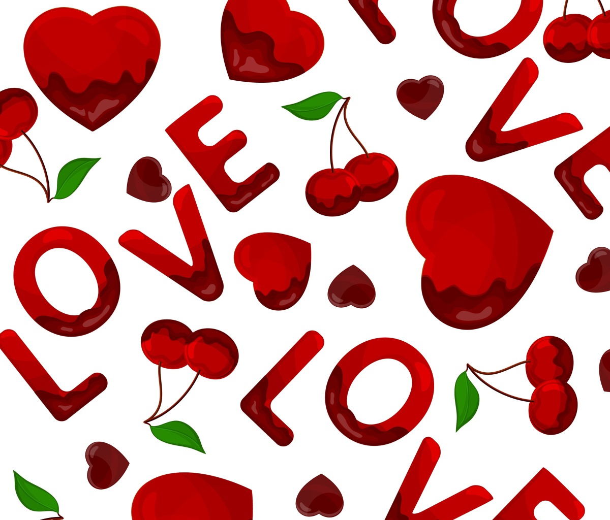 Screenshot №1 pro téma Love Cherries and Hearts 1200x1024